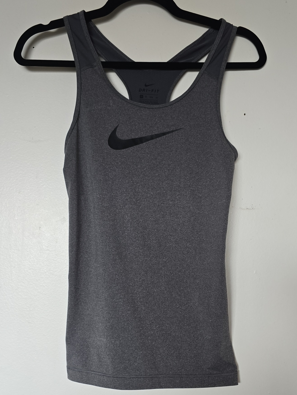 Nike Gray Racerback Dri-FIT Tank Top with Black Swoosh